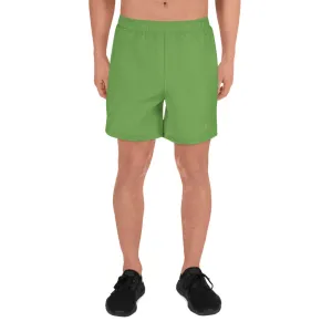 Green Color Best Men's Shorts, Athletic Long Workout Shorts, Solid Color Print Premium Shorts -Made in USA/MX/EU