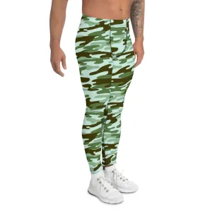 Green Shade Camo Men's Leggings, Army Camouflage Premium Quality Meggings Running Tights-Made in USA/EU/MX