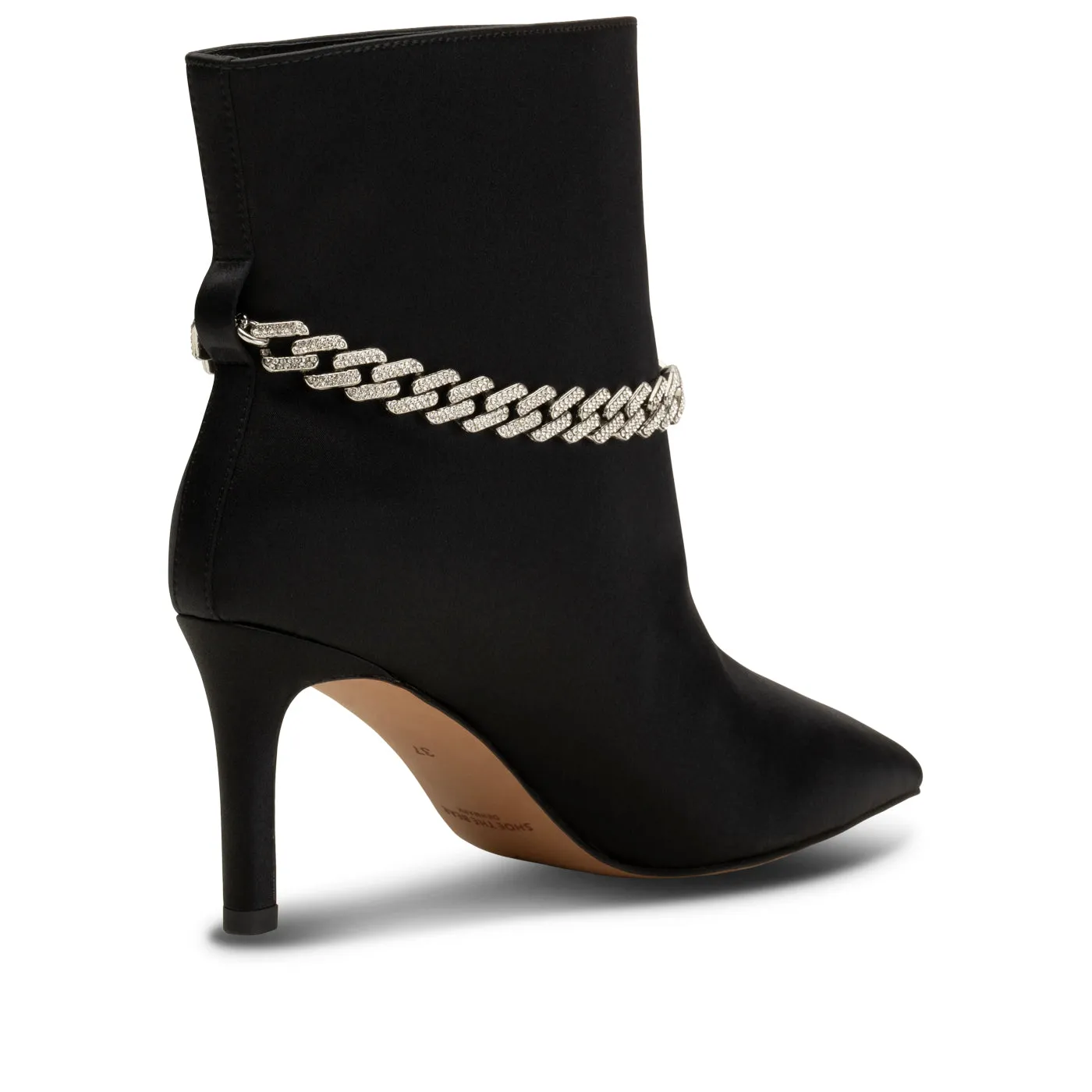 Harper Chain Bootie Satin - BLACK