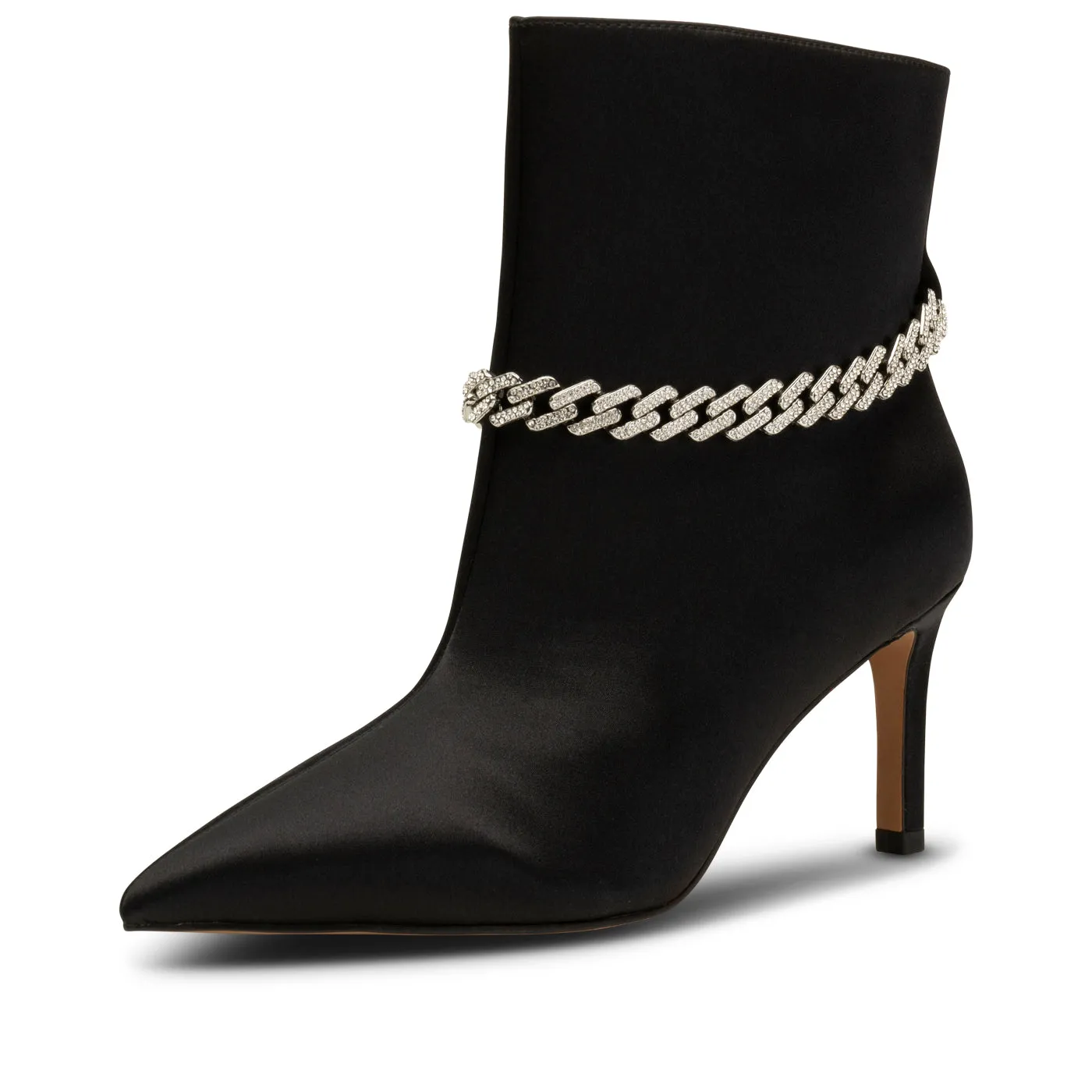 Harper Chain Bootie Satin - BLACK