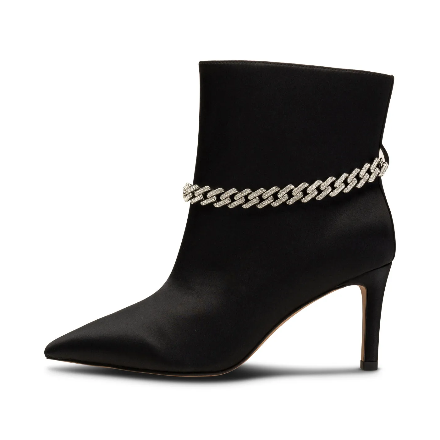 Harper Chain Bootie Satin - BLACK