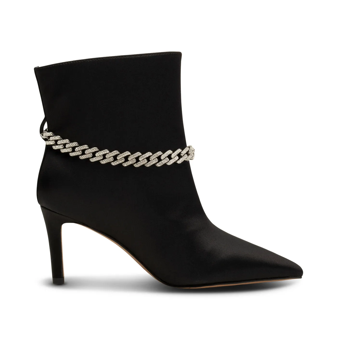 Harper Chain Bootie Satin - BLACK