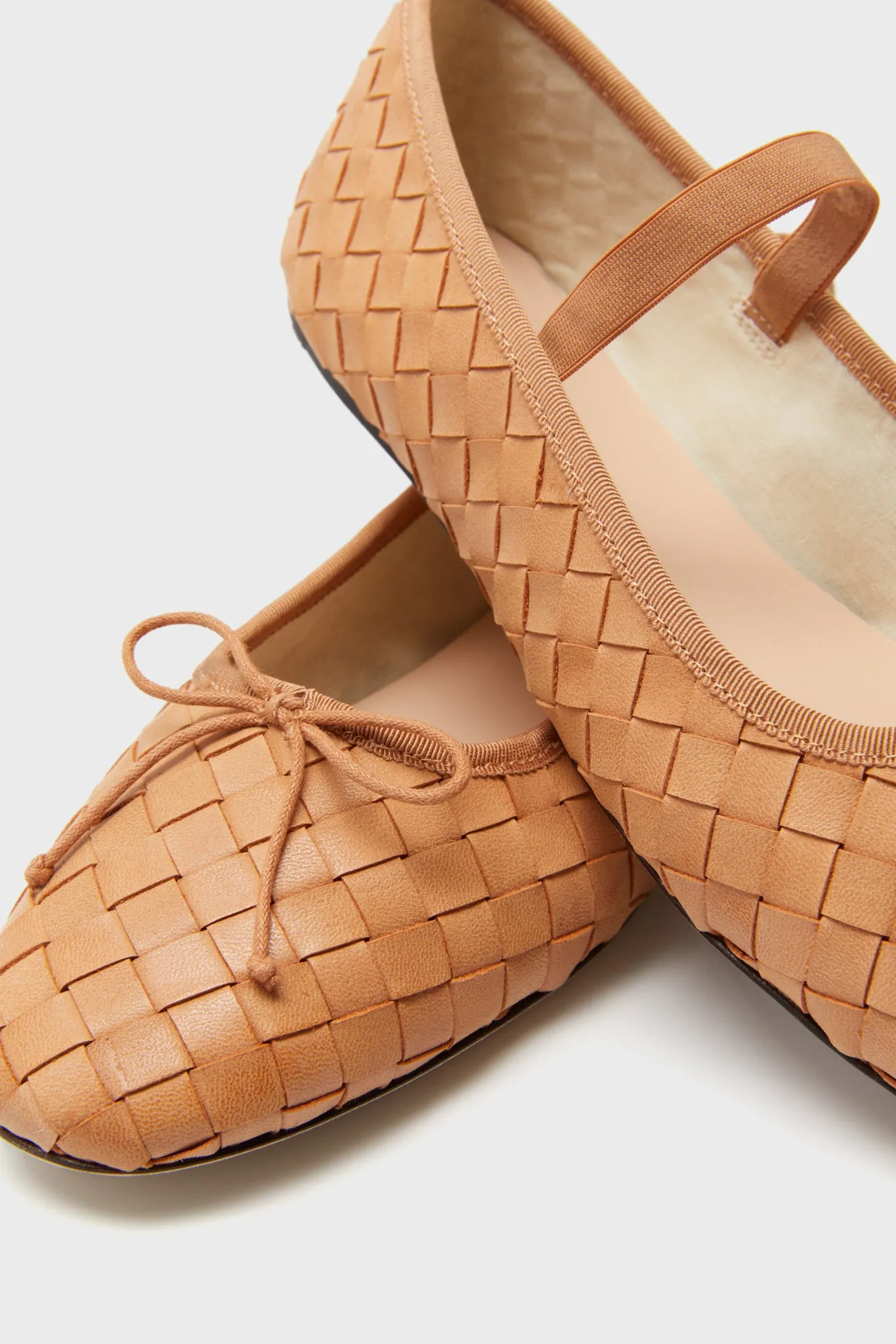 Honey Woven Leather Leonie Flats