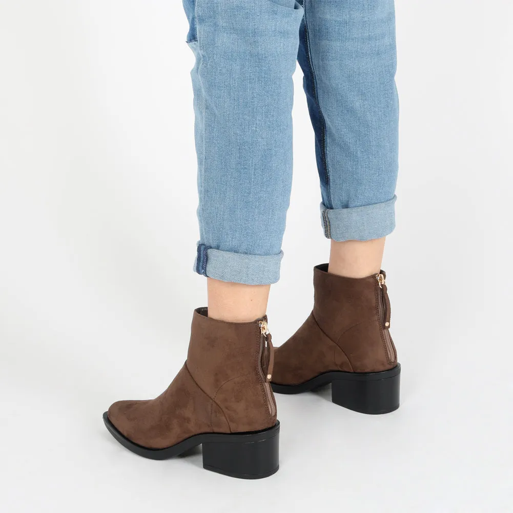 Isabella Ankle Boots in Taupe Faux Suede