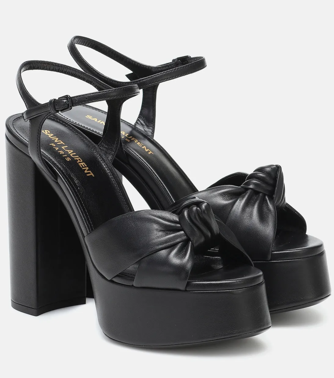 Leather platform sandals Bianca 125 Saint Laurent, black