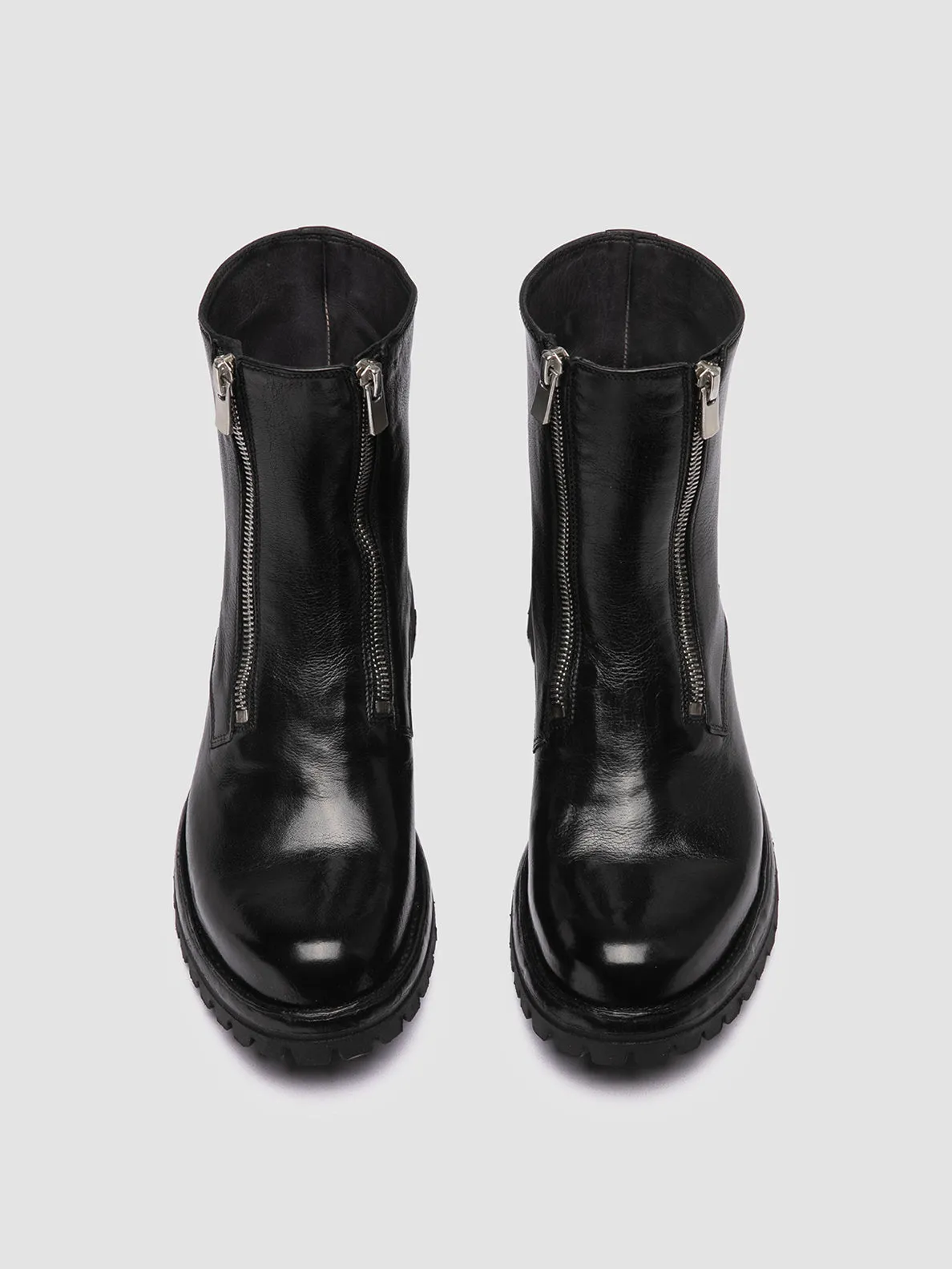 LORAINE 026 - Black Leather Zipped Boots