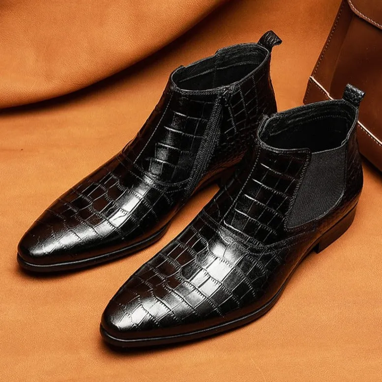 Luxury CrocTex Casual Zipper Ankle Boots