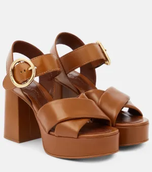 Lyna See By Chloé Leather Platform Sandals, Brown