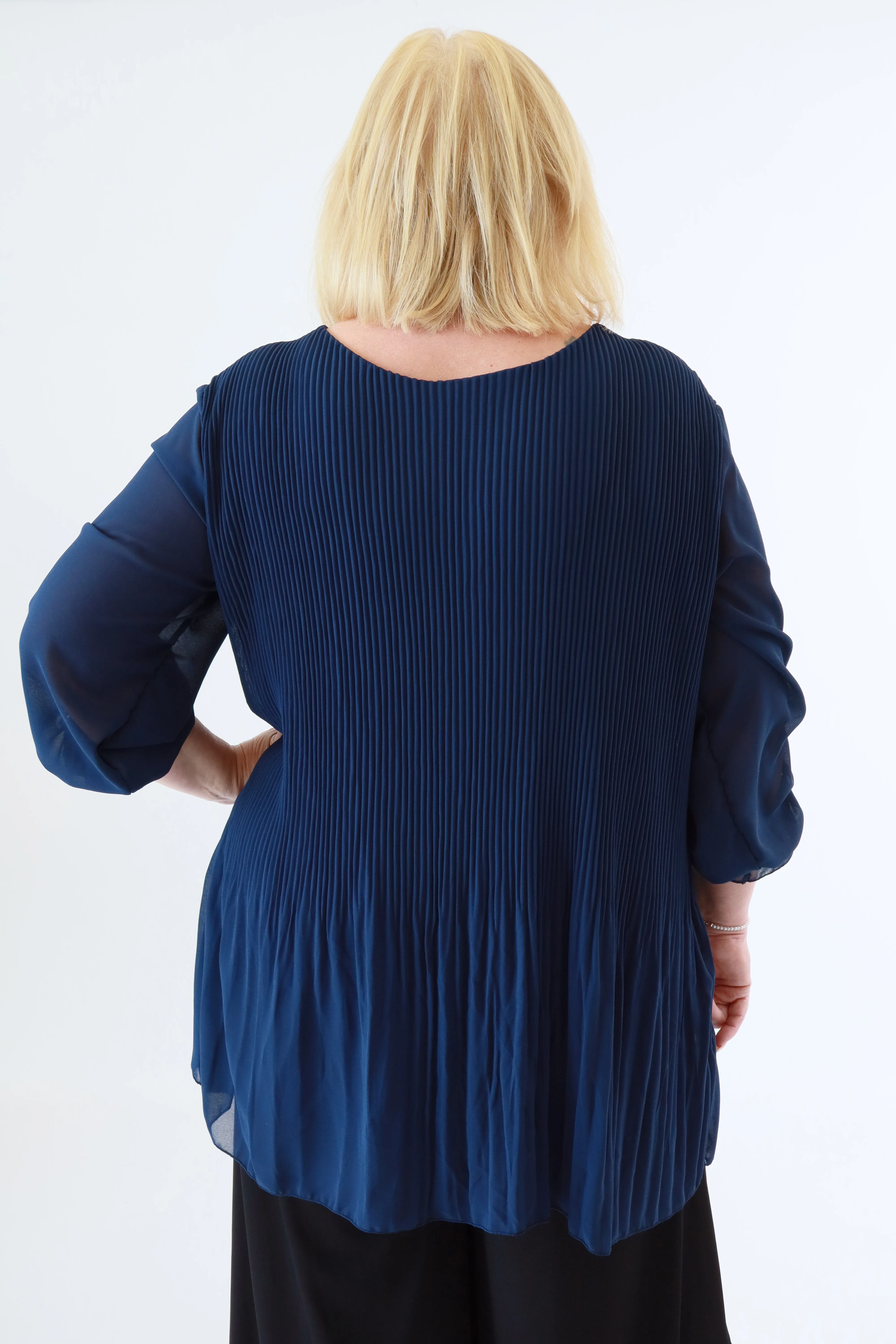 Maizie Pleated Blouse in Navy