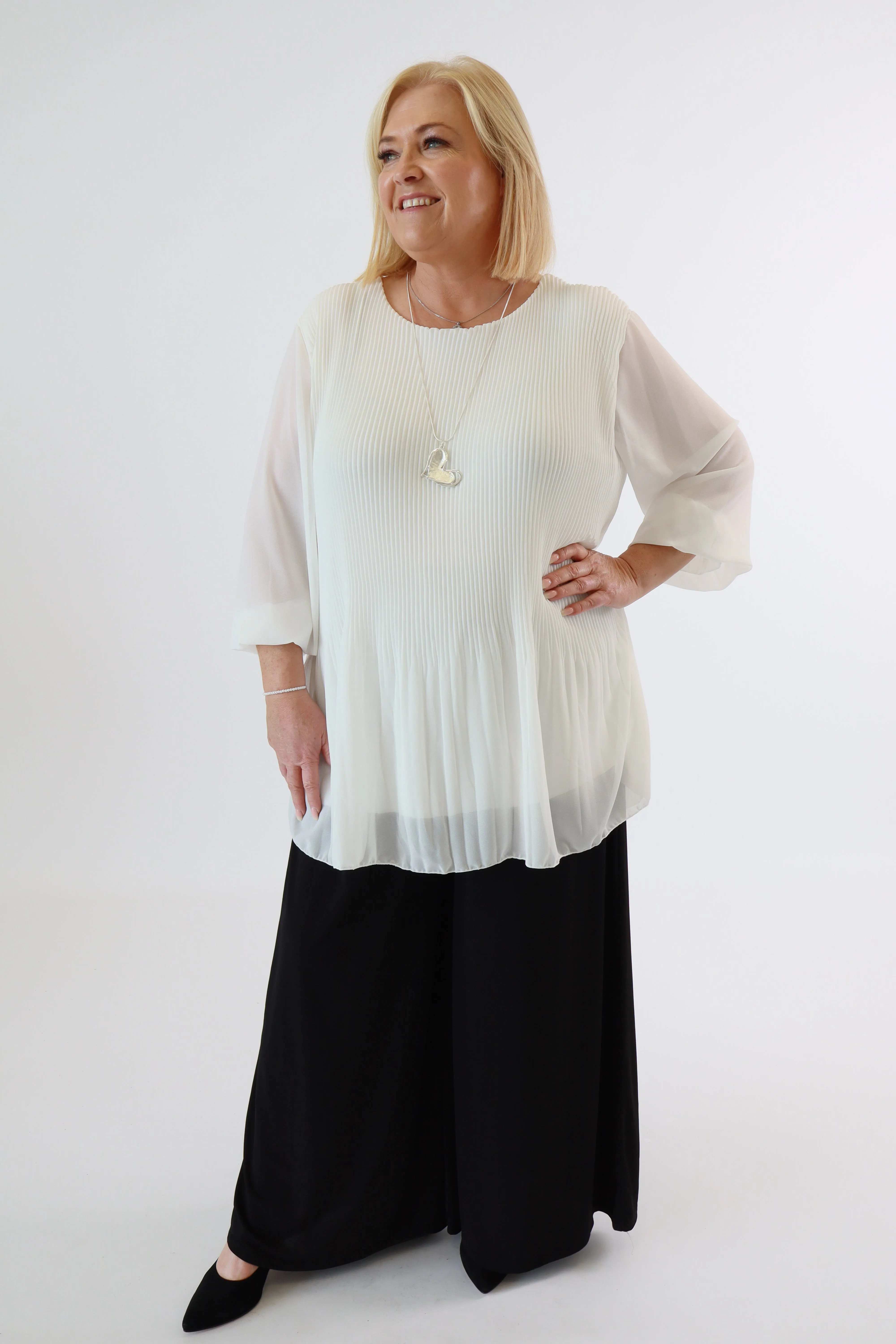 Maizie Pleated Blouse in White