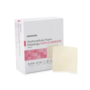 McKesson Acrylic Adhesive Foam Dressing with Border, 3 x 3 Inch