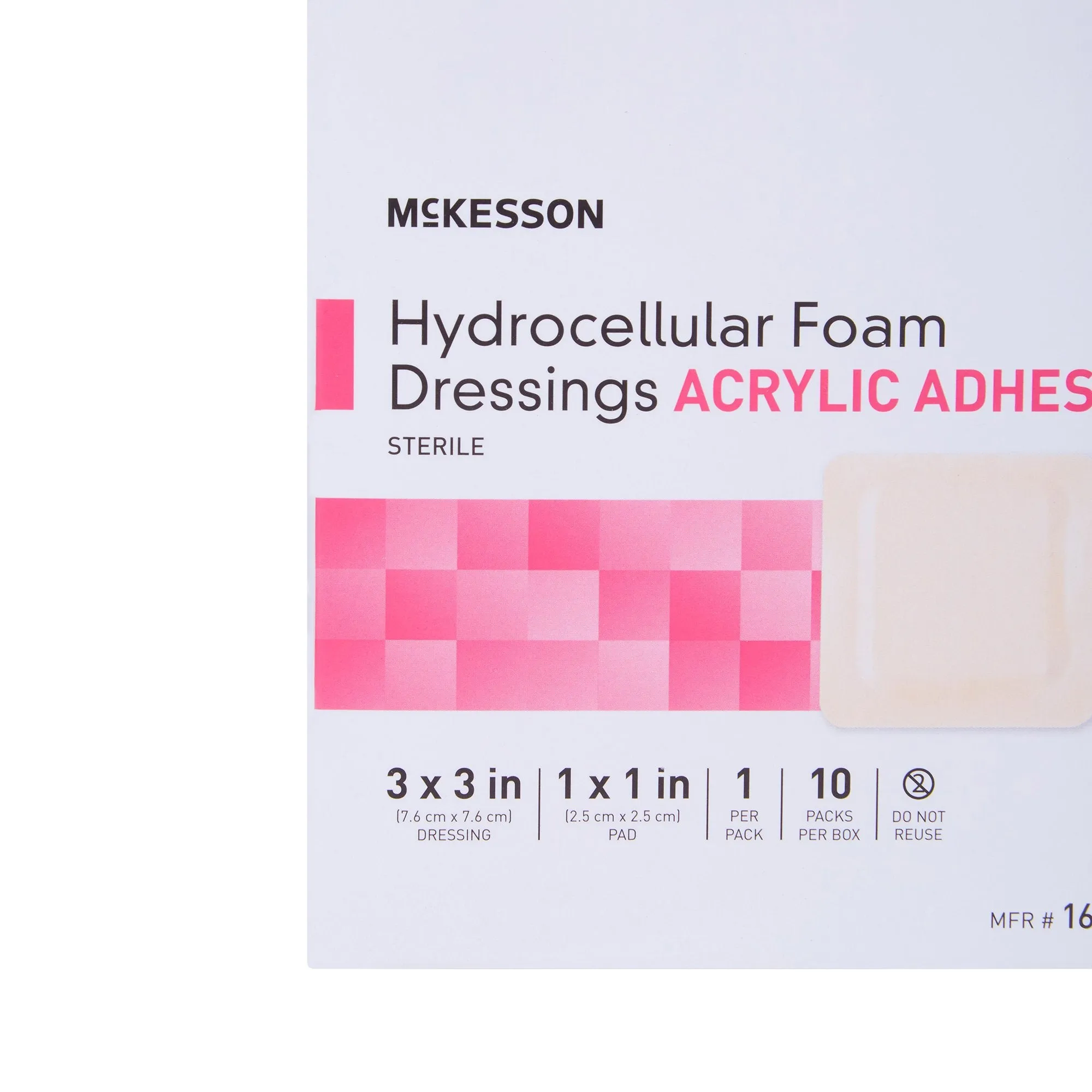 McKesson Acrylic Adhesive Foam Dressing with Border, 3 x 3 Inch