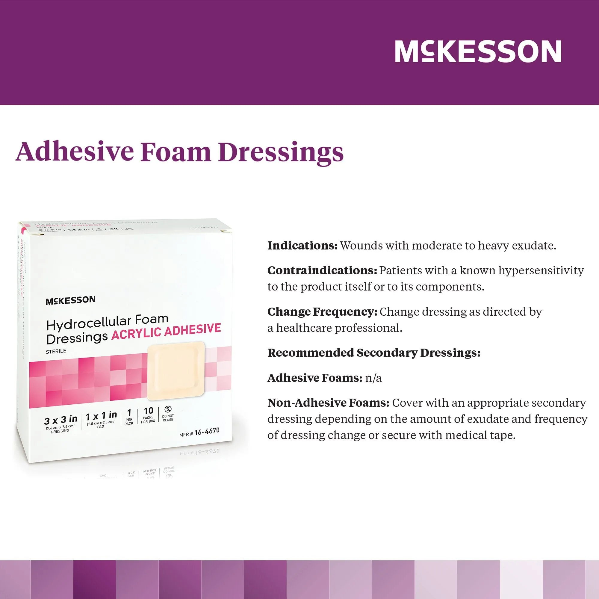 McKesson Acrylic Adhesive Foam Dressing with Border, 3 x 3 Inch