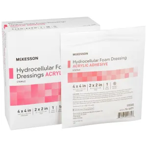 McKesson Acrylic Adhesive with Border Foam Dressing, 4 x 4 Inch