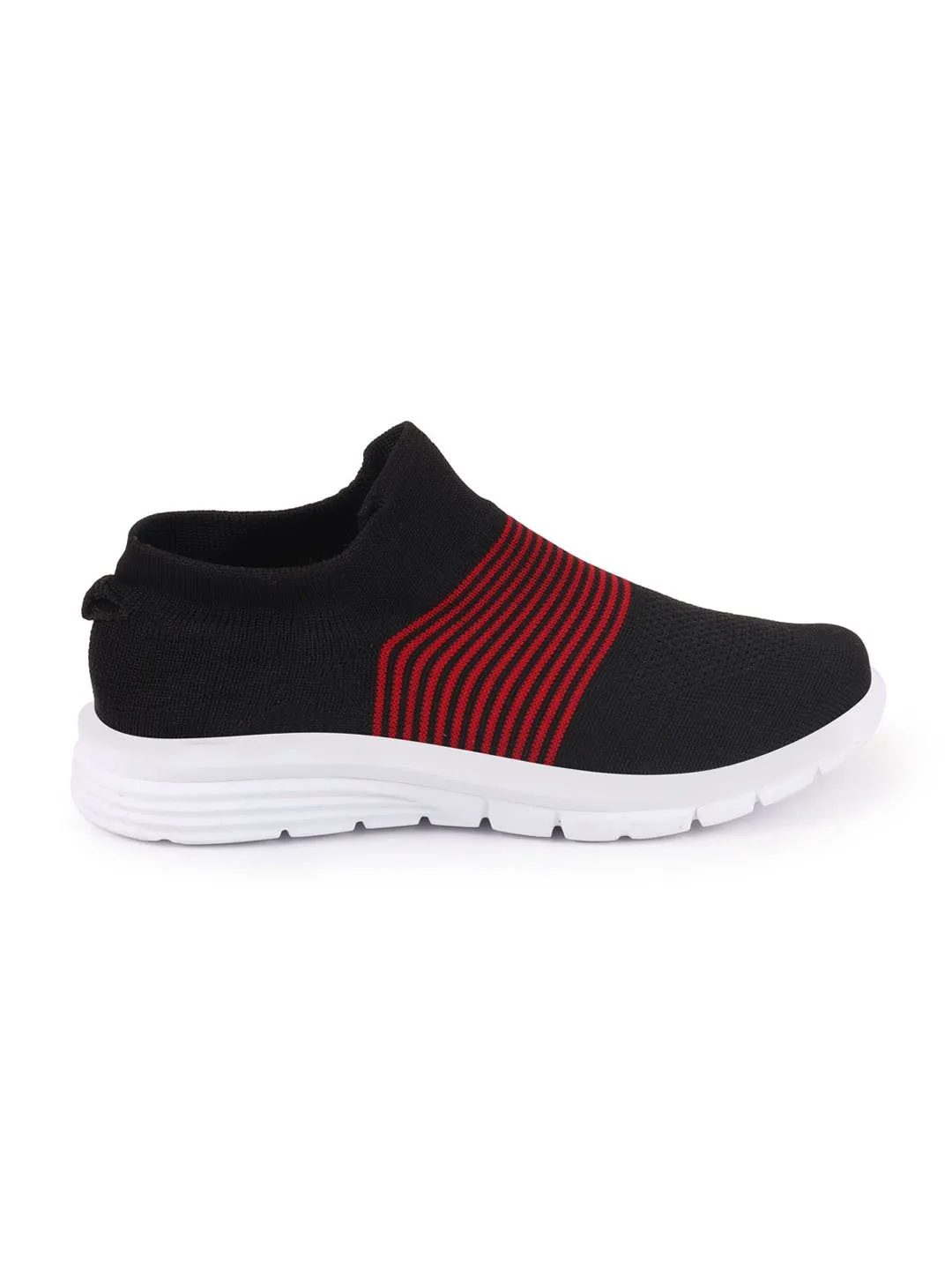 Men Black Knitted Sports Walking Shoes