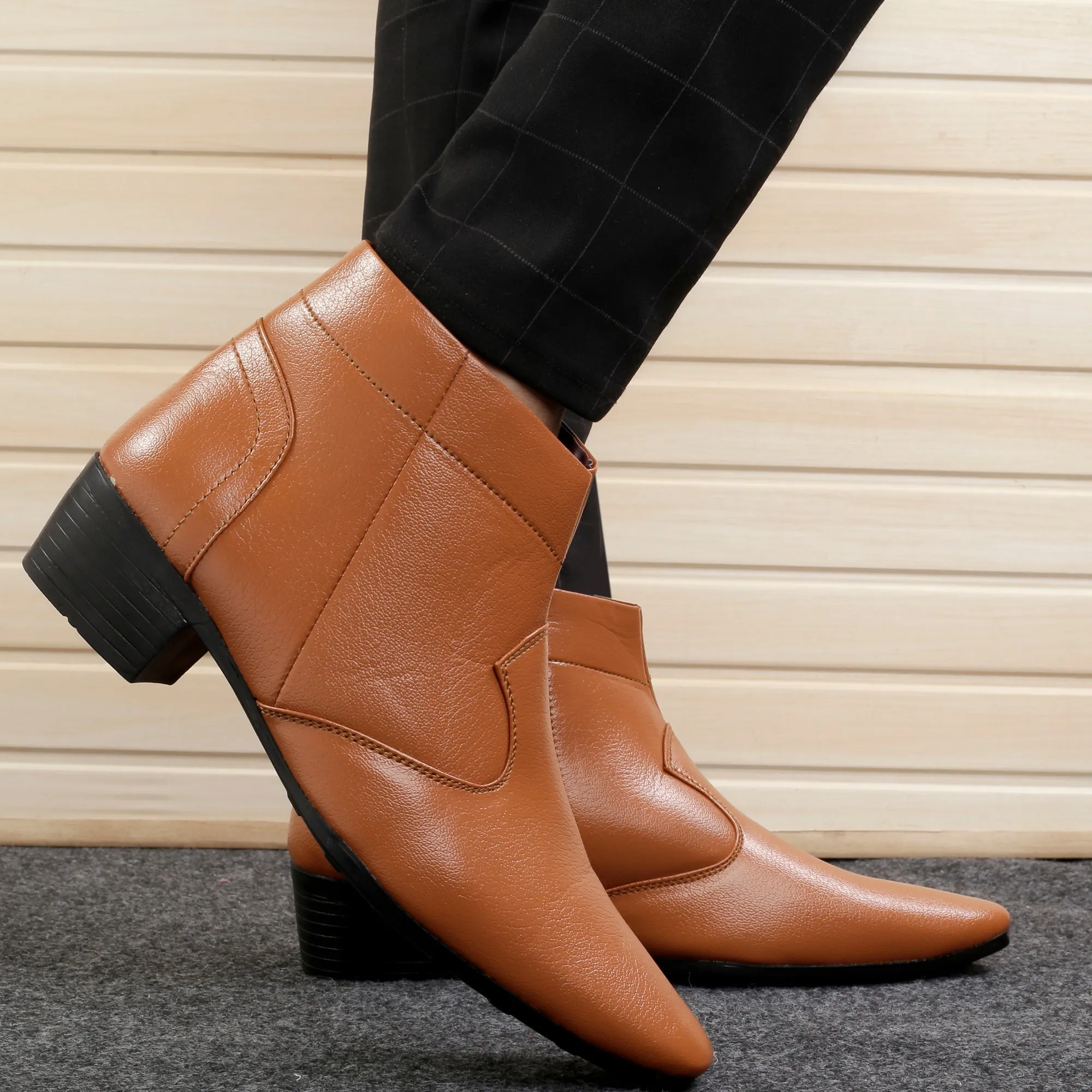 Men's Height Increasing Faux Leather Formal Boots