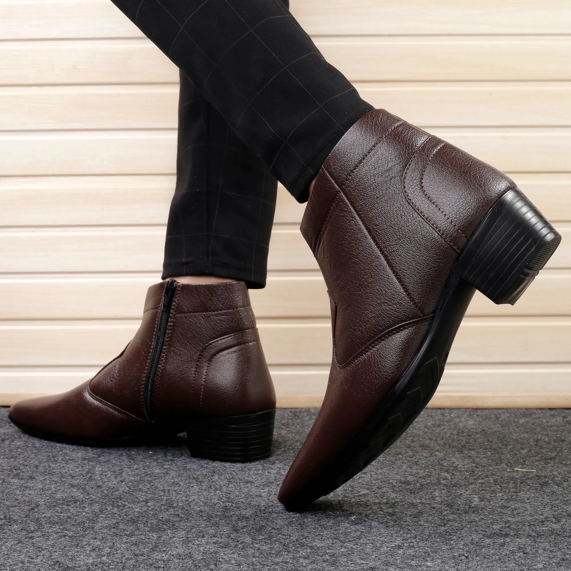 Men's Height Increasing Faux Leather Formal Boots