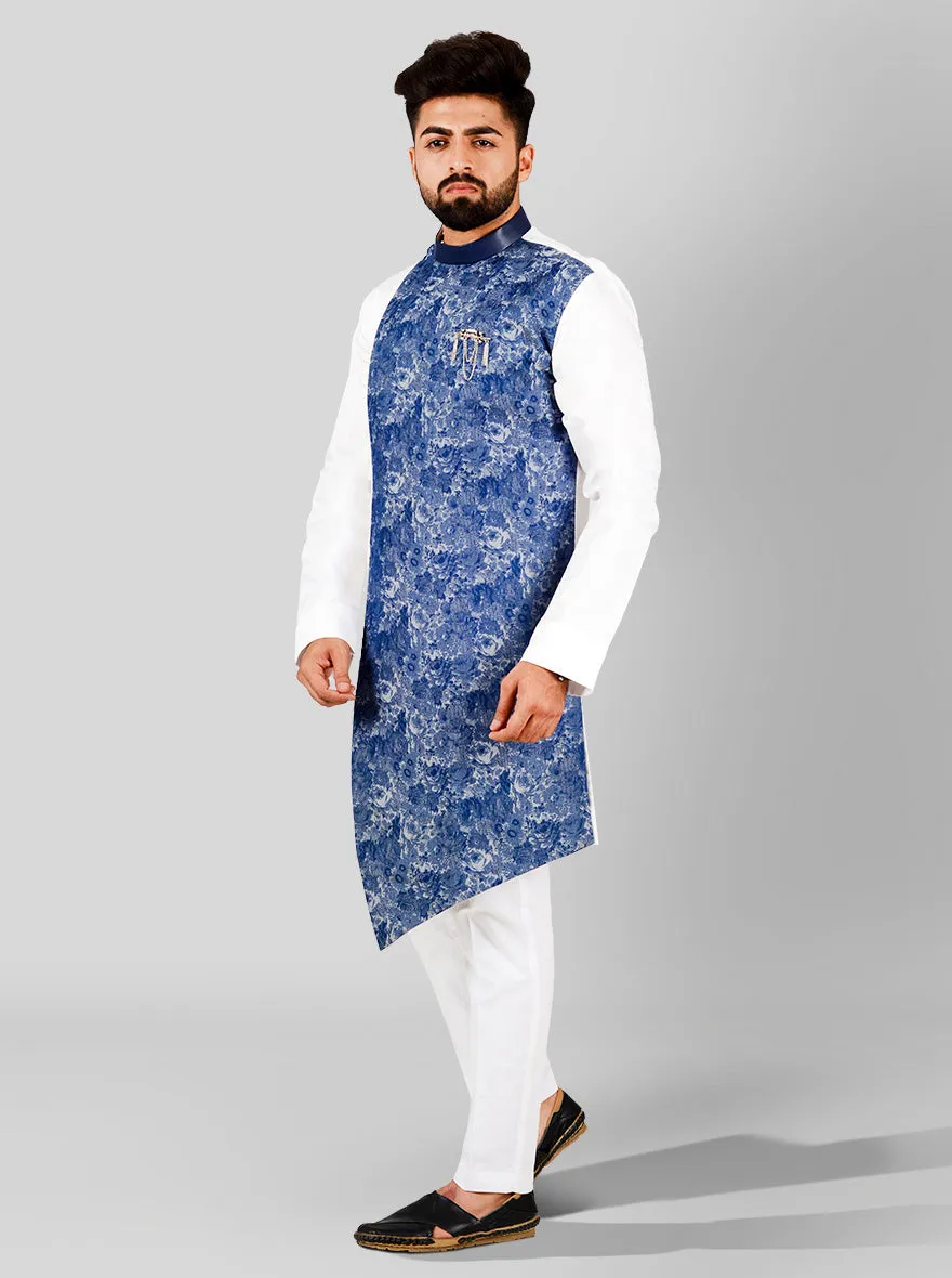 Navy Blue & White Kurta | Azania