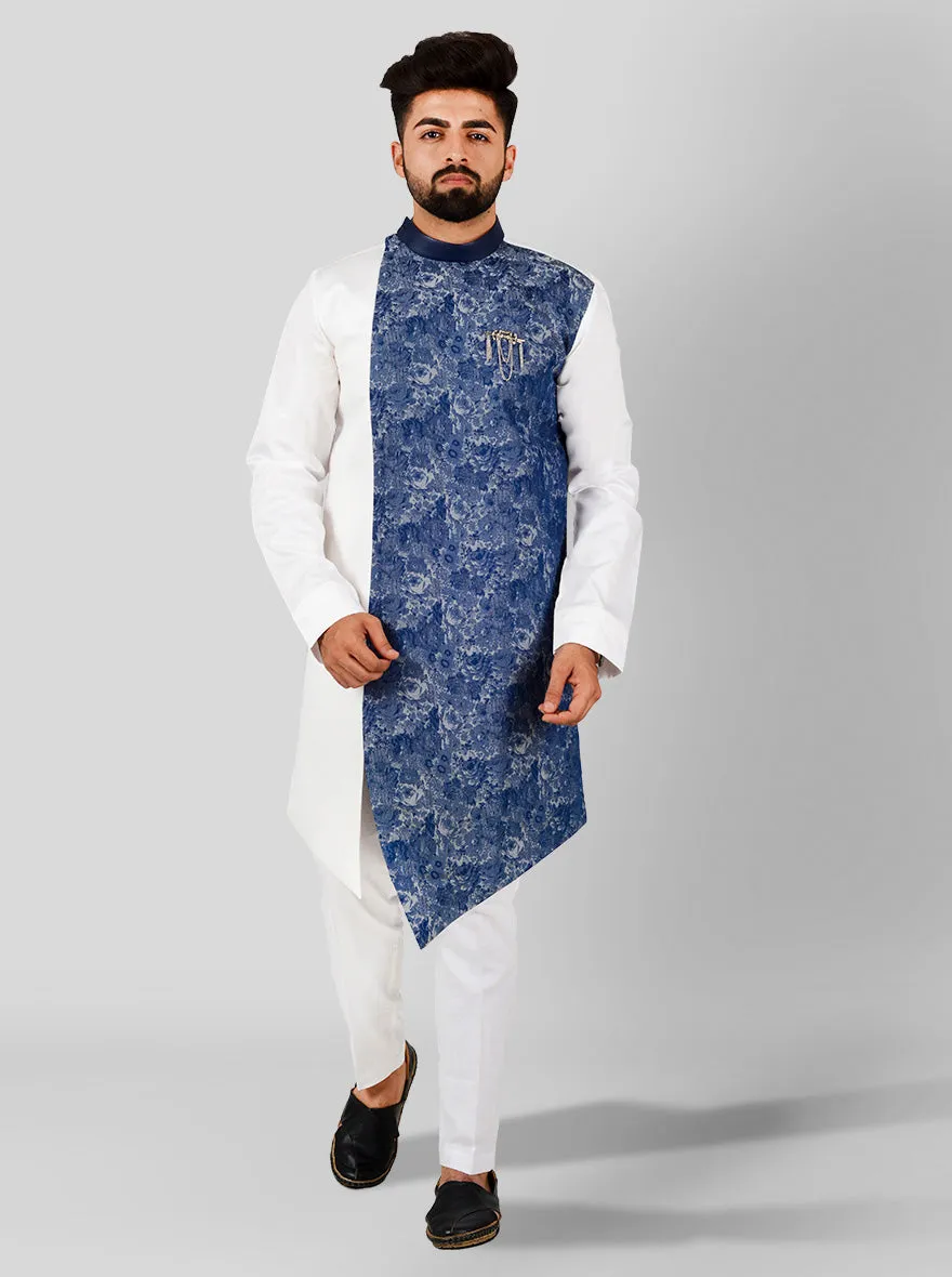 Navy Blue & White Kurta | Azania