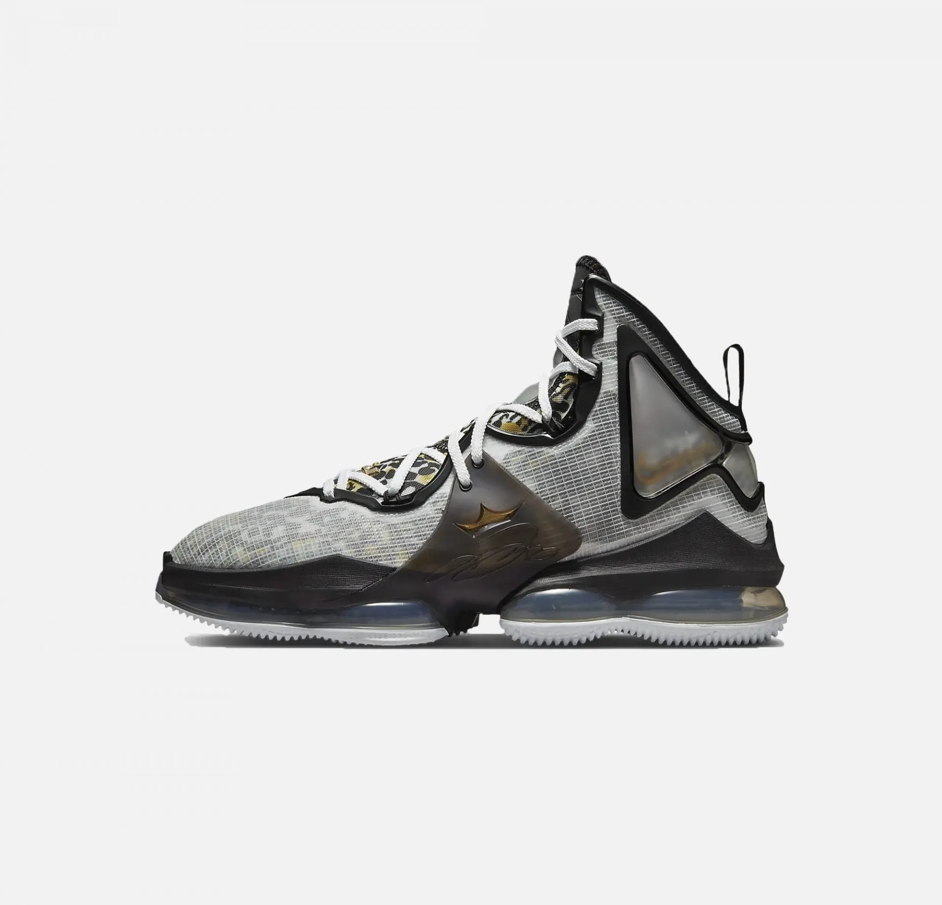 Nike | LEBRON 19  { WHITE / BLACK / METALLIC GOLD