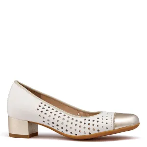 NIZZA 19 - METALLIC PLATIN CREAM LEATHER