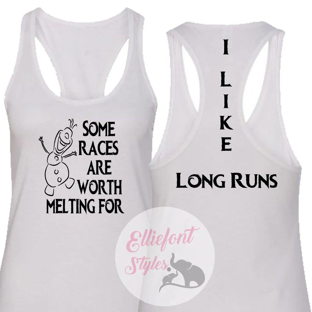 Olaf Inspired Race Tank Top, Run Marathon Shirt