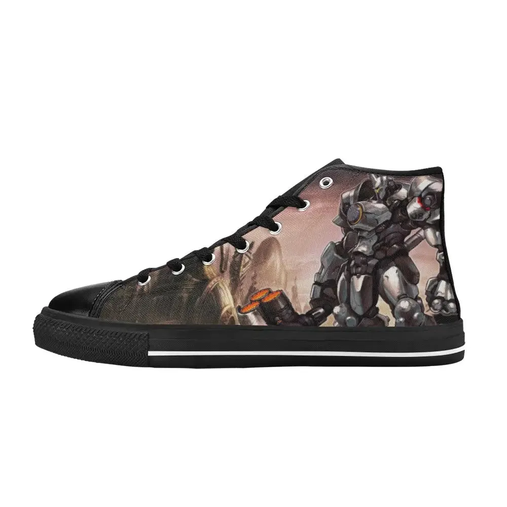 Overwatch Shoes , Overwatch Reinhardt Shoes High Top Sneakers for Kids and Adults