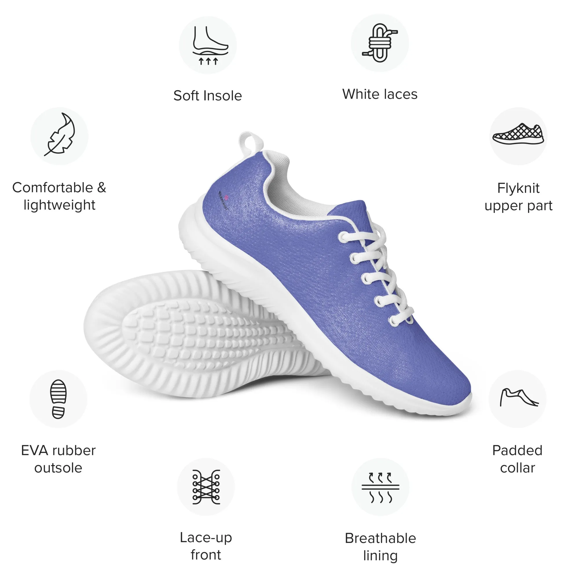 Pastel Purple Men’s Athletic Shoes, Best Solid Purple Color Modern Breathable Lightweight Men’s Athletic Shoes (US Size: 5-13)