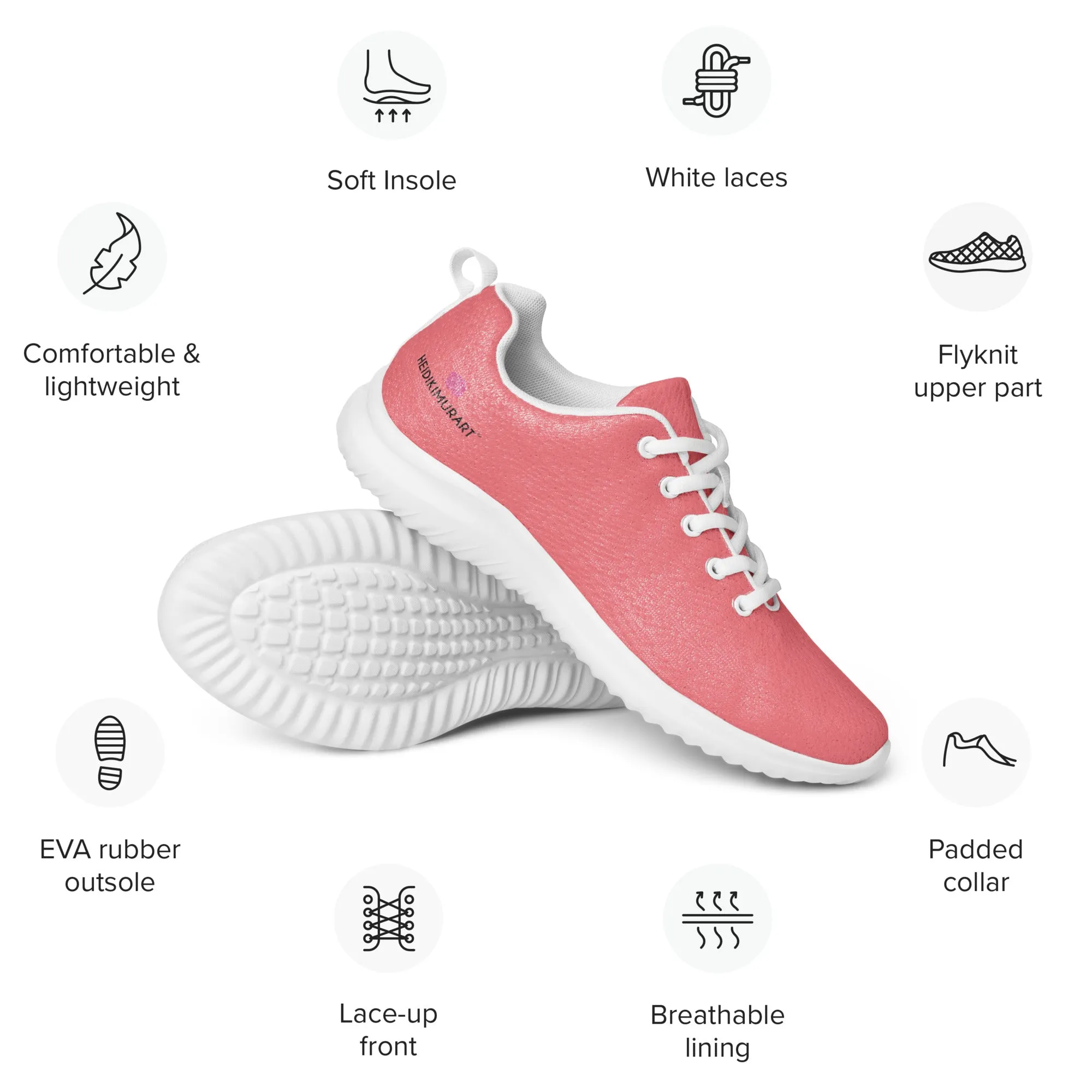 Peach Pink Men's Kicks, Solid Color Modern Breathable Lightweight Men’s Athletic Shoes (US Size: 5-13)