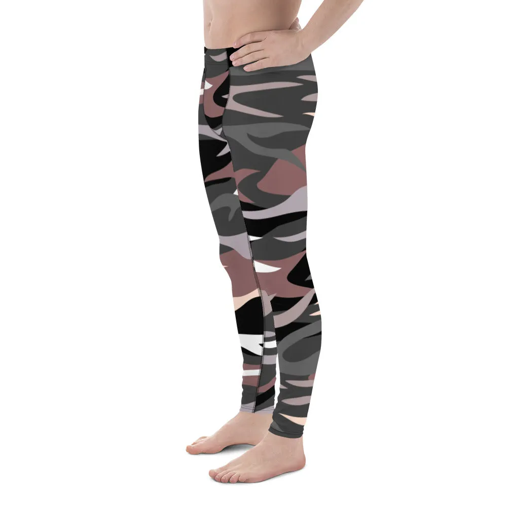 Pink Green Camouflaged Men's Leggings, Army Camouflage Premium Quality Meggings Running Tights-Made in USA/EU/MX