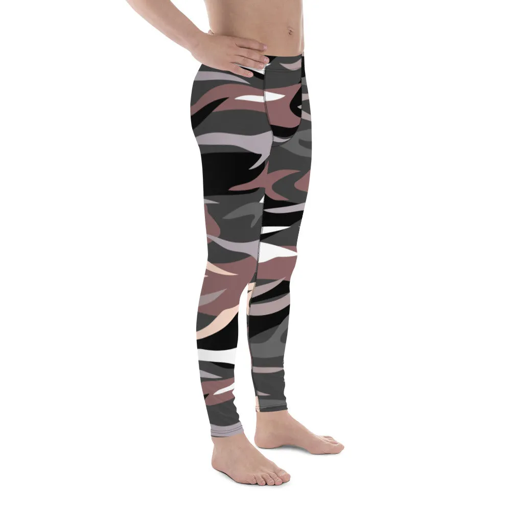 Pink Green Camouflaged Men's Leggings, Army Camouflage Premium Quality Meggings Running Tights-Made in USA/EU/MX