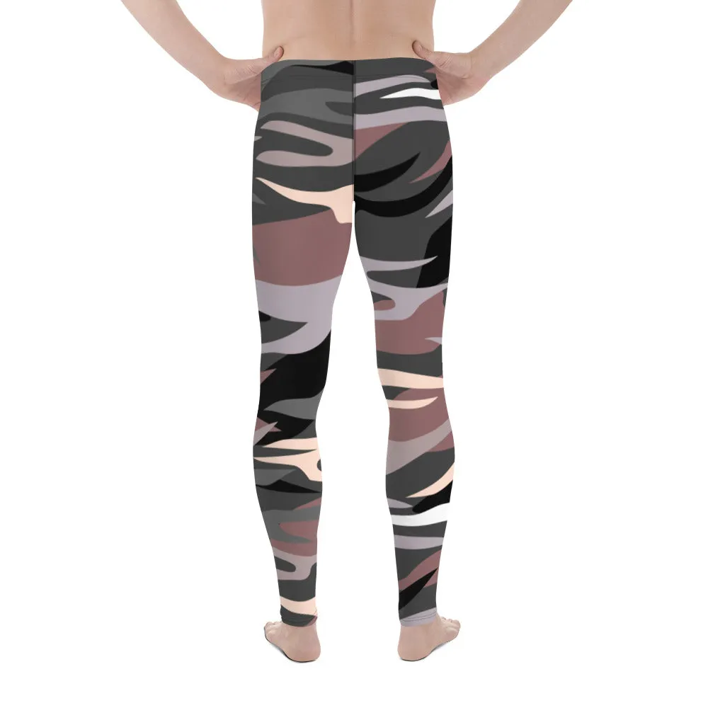 Pink Green Camouflaged Men's Leggings, Army Camouflage Premium Quality Meggings Running Tights-Made in USA/EU/MX