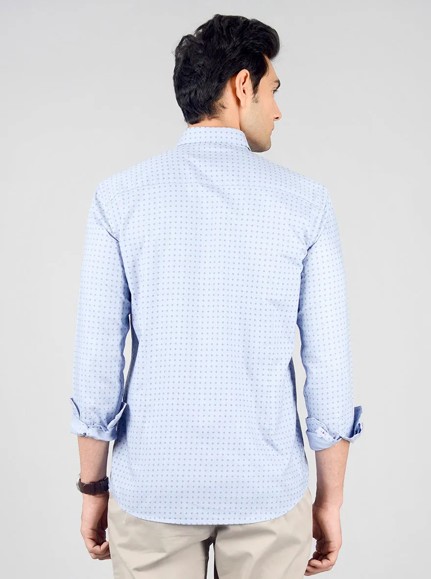 Placid Blue Printed Slim Fit Casual Shirt | JadeBlue