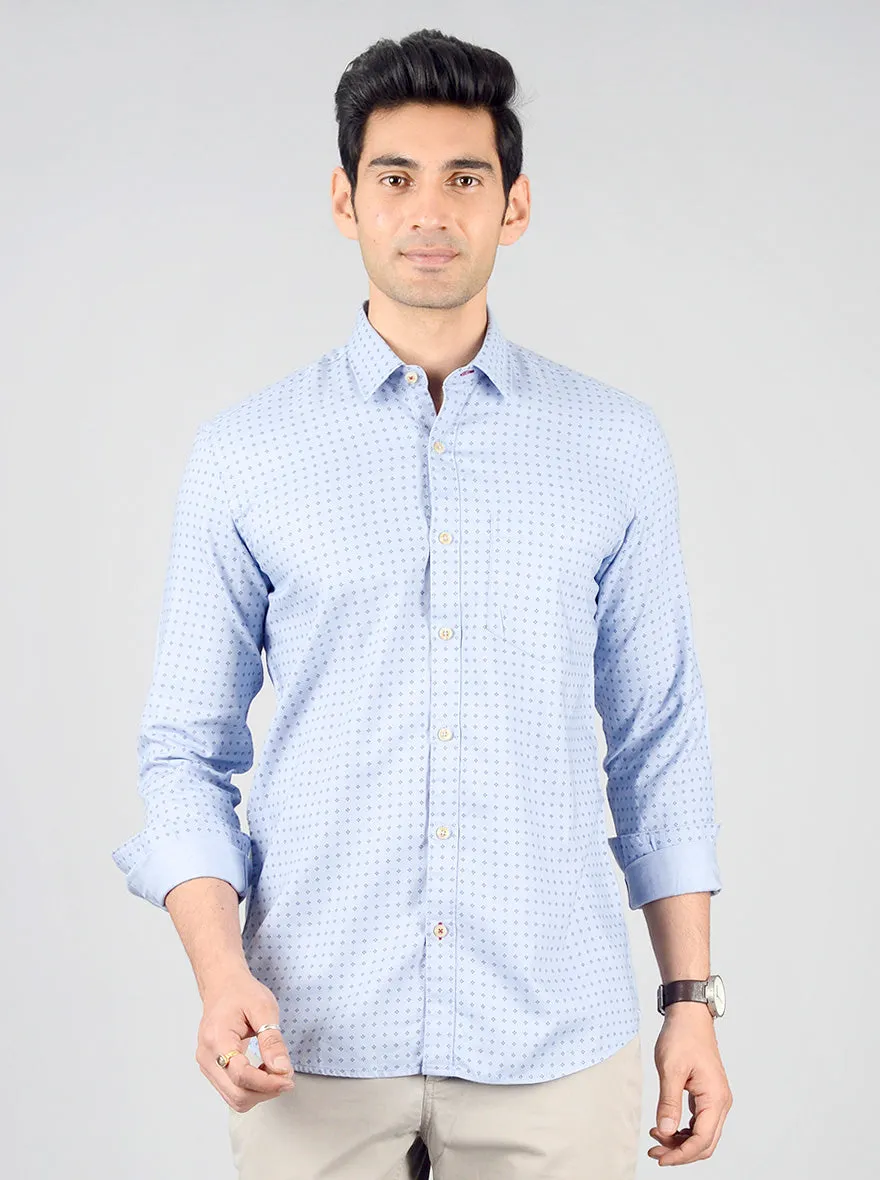 Placid Blue Printed Slim Fit Casual Shirt | JadeBlue