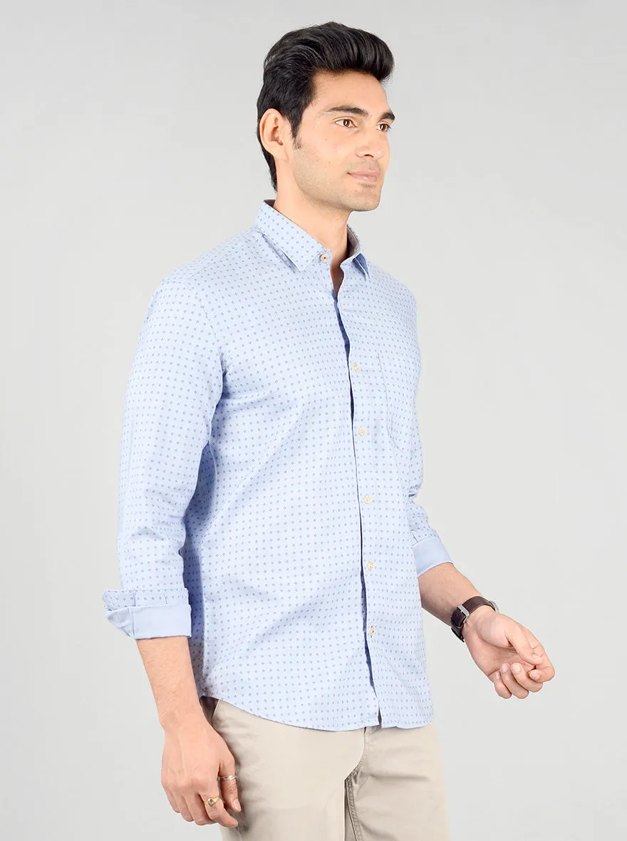 Placid Blue Printed Slim Fit Casual Shirt | JadeBlue