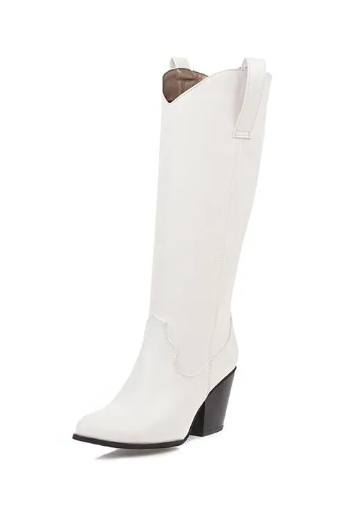 Pointed Toe Chunky Heel Boots