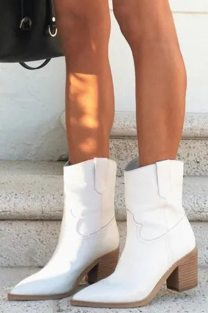 Pointed Toe Mid Heel Ankle Boots