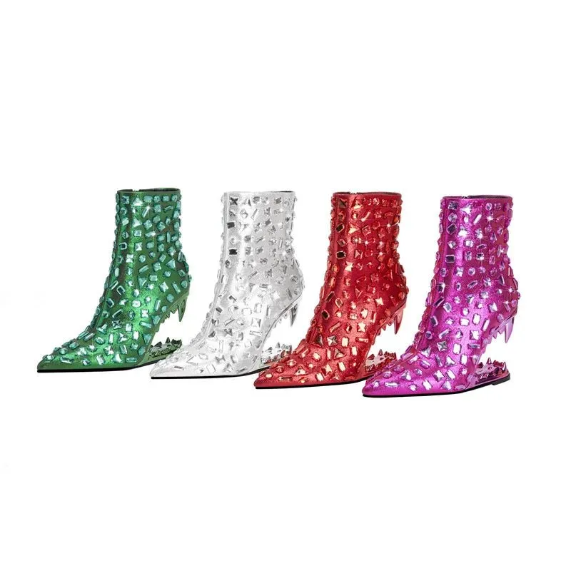 Pre Order:  Bling Fanged Heels Short Boots