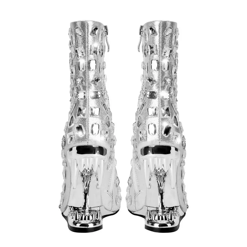 Pre Order:  Bling Fanged Heels Short Boots