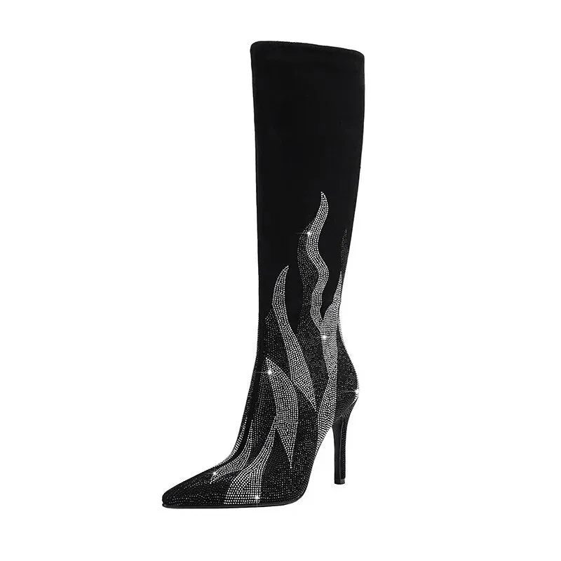 Pre Order:  Silver Flame Pointed Toe Boots