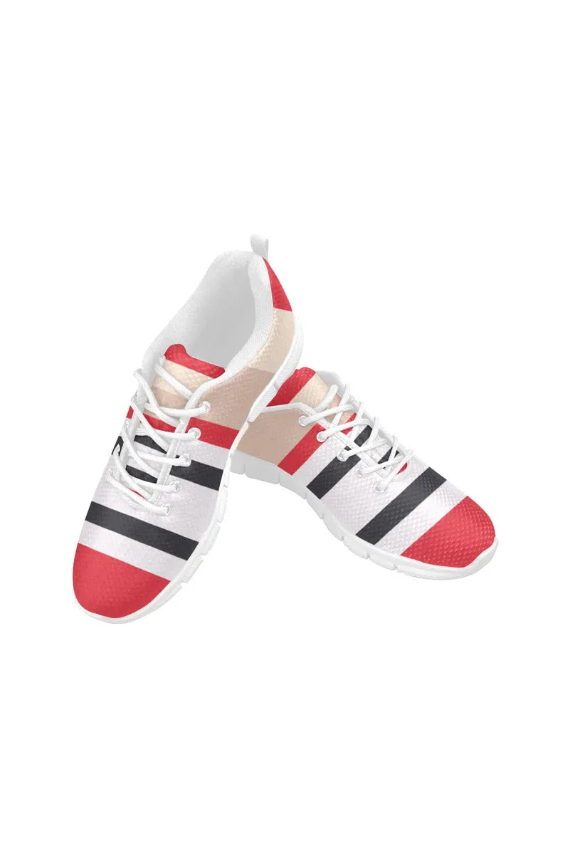 Red & Black Stripes Women's Breathable Running Shoes