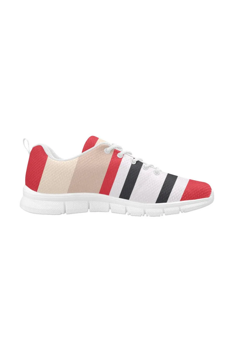 Red & Black Stripes Women's Breathable Running Shoes