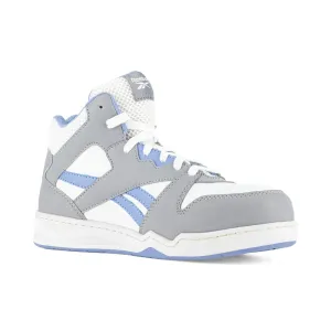 Reebok Women's High Top Bb4500 Work Sneaker Composite Toe Rb470 In Grey, White, And Blue