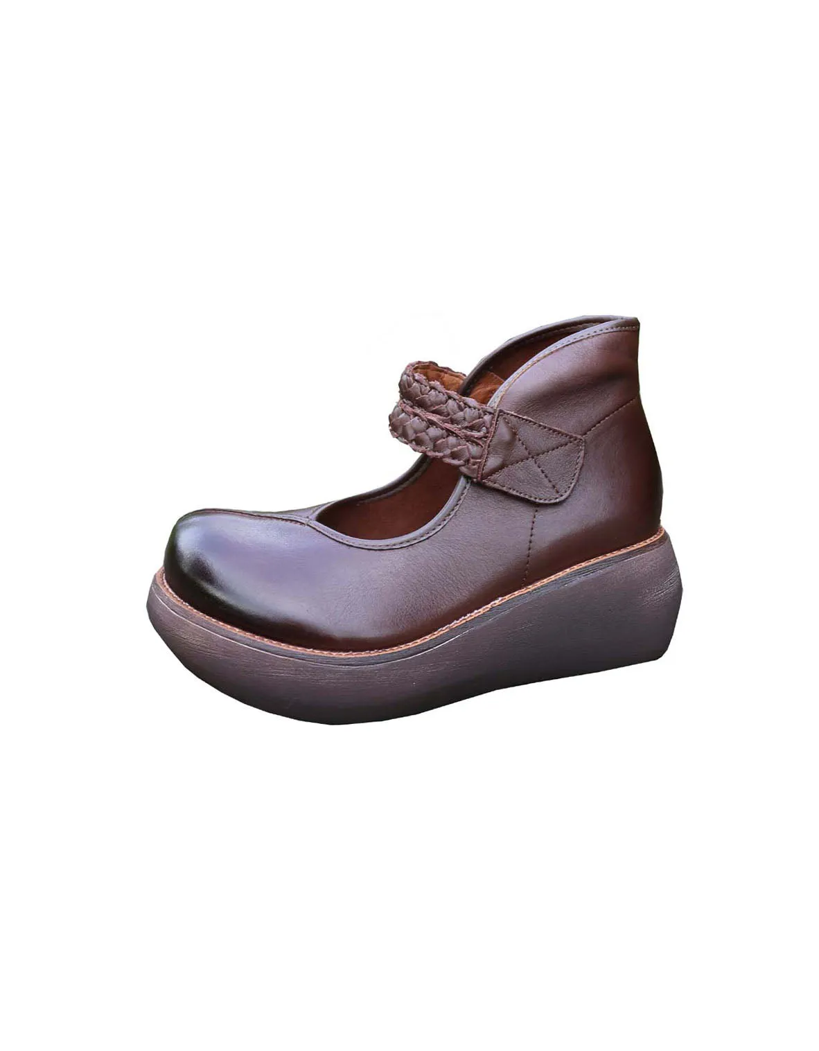 Retro Leather Waterproof Platform Women's Shoes