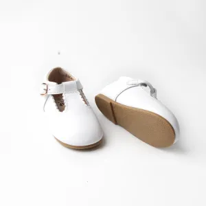 Riley T-Straps - Cloud White Scalloped