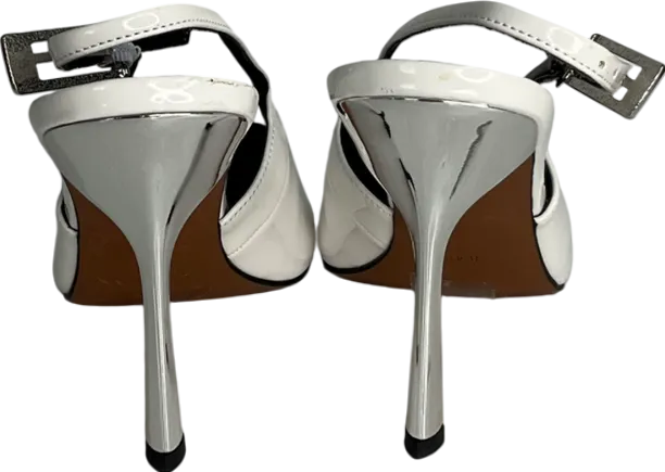 River Island White Sling Back Heeled Court Shoes UK 8 EU 41 👠