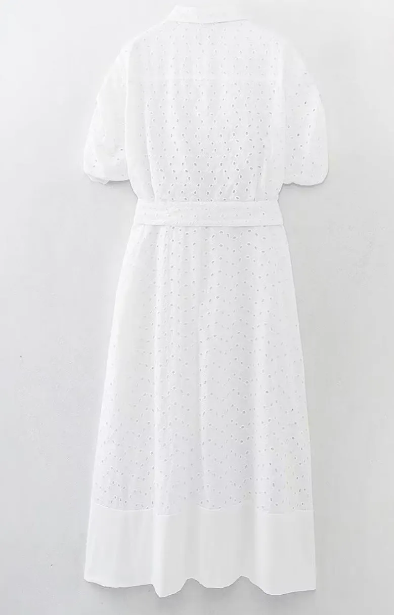 Riviera Cotton Eyelet Midi Dress