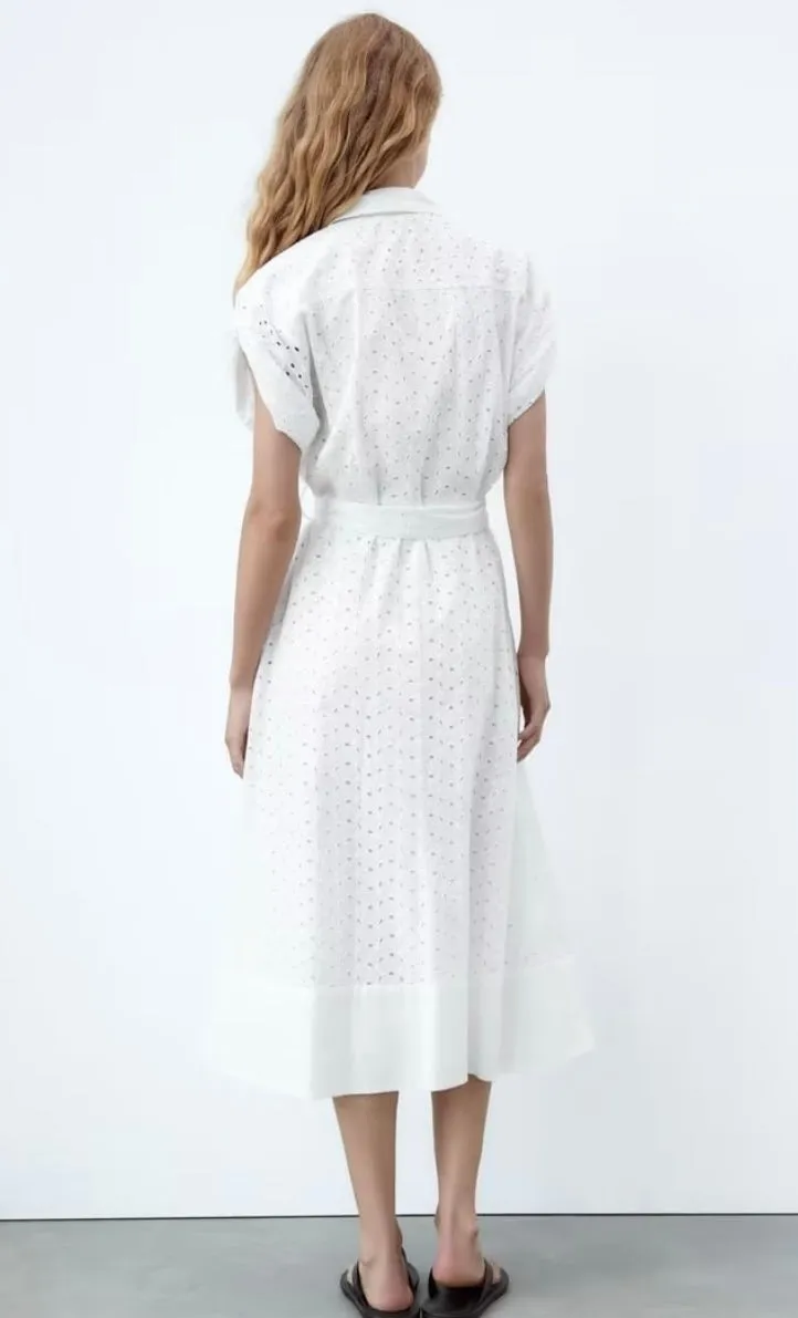 Riviera Cotton Eyelet Midi Dress