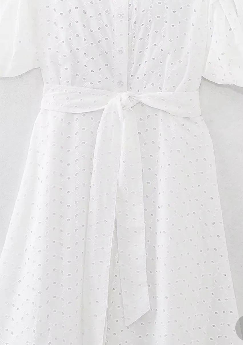 Riviera Cotton Eyelet Midi Dress