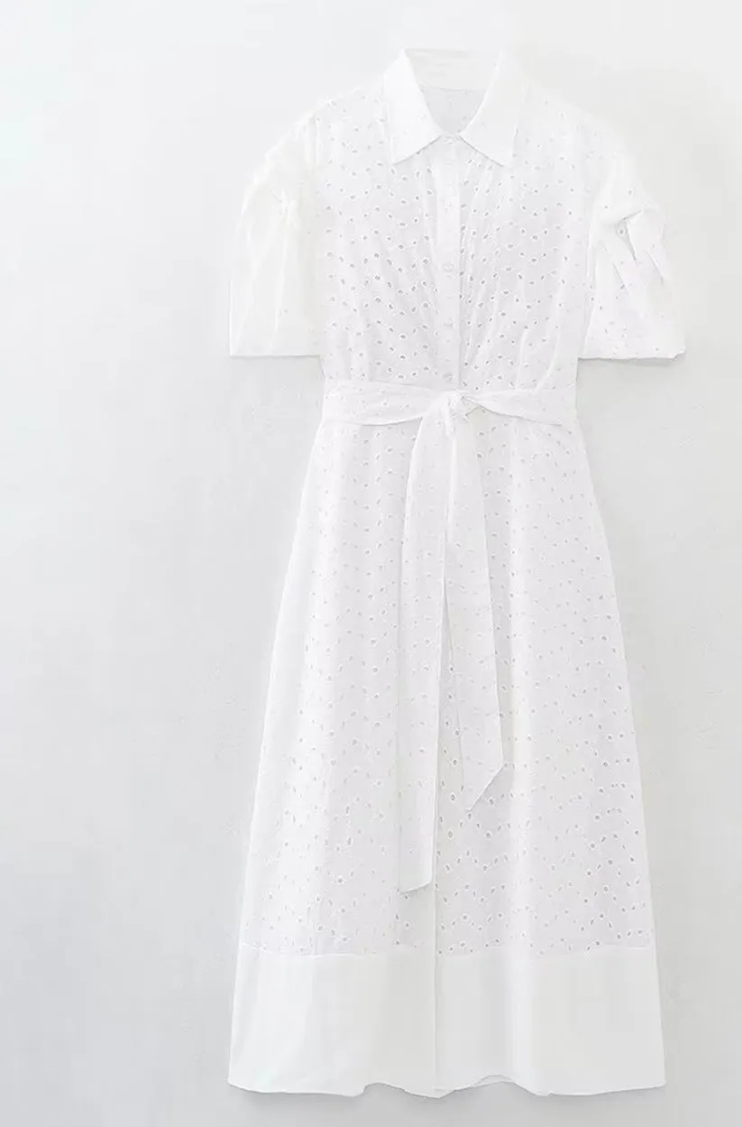 Riviera Cotton Eyelet Midi Dress